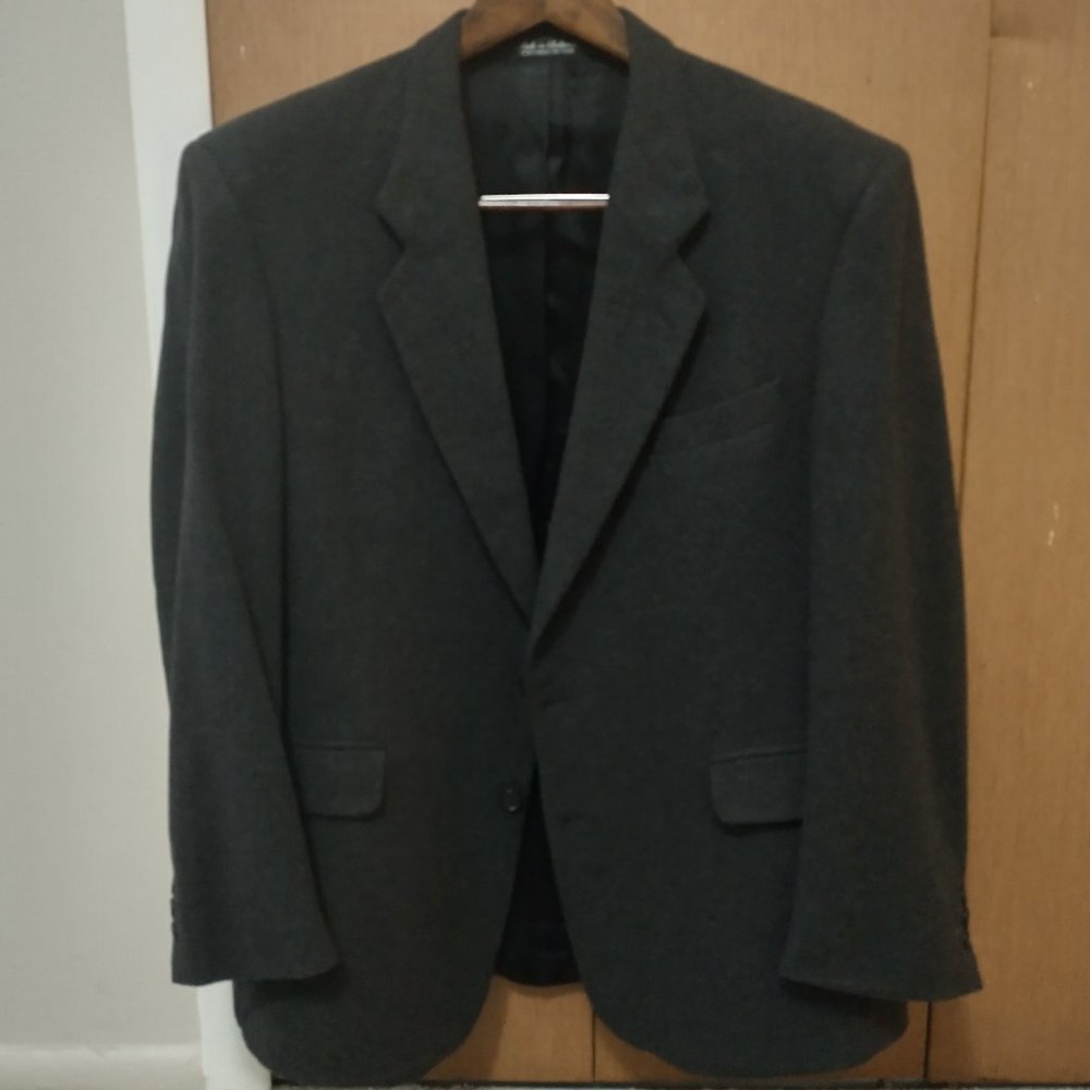 Vintage Bill Robinson 42R Black Wool Cashmere Blend Sport Coat Blazer